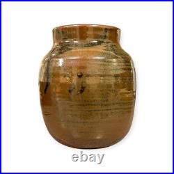 Vintage British Studio Pottery Stoneware Vase Two Tone Glaze Signed Monogram