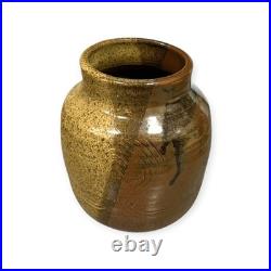 Vintage British Studio Pottery Stoneware Vase Two Tone Glaze Signed Monogram