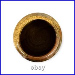 Vintage British Studio Pottery Stoneware Vase Two Tone Glaze Signed Monogram