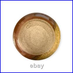 Vintage British Studio Pottery Stoneware Vase Two Tone Glaze Signed Monogram