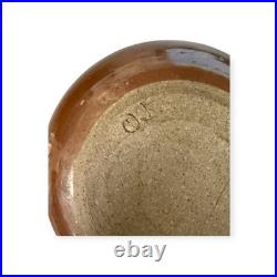 Vintage British Studio Pottery Stoneware Vase Two Tone Glaze Signed Monogram