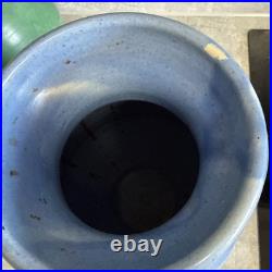 Vintage C H Brannam Barnstaple pair of vase 32cm tall one green one blue