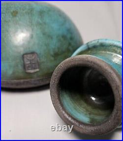 Vintage Cassiel Leroux Signed Raku Studio Art Pottery Sculptural Vessel Vase