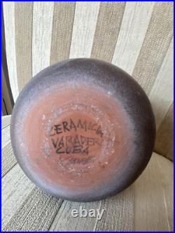 Vintage Ceramica Varadera Cuba Hand Sculpture Studio Pottery Vase Signed Manuel