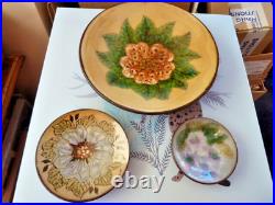 Vintage Chelsea Studio Pottery Hand Painted Display Dish 3 In Total Floral Desig Vintage Chelsea Studio Pottery Hand Painted Display Dish 3 In Total Floral Desig