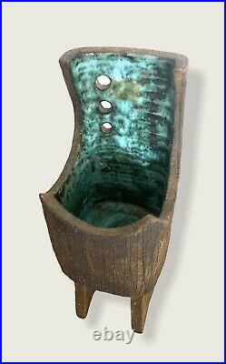 Vintage Clive Brooker'Ikbana' Textured Studio Pottery Footed Vase Modernist
