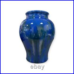 Vintage Cobalt Blue Studio Pottery Vase English Art Pottery 21cm height c. 1930