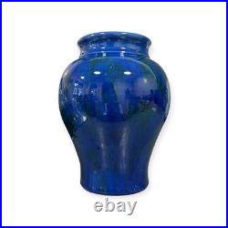 Vintage Cobalt Blue Studio Pottery Vase English Art Pottery 21cm height c. 1930