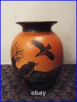 Vintage Danmark Denmark Danish Ipsen Art Studio Pottery Vase With Birds