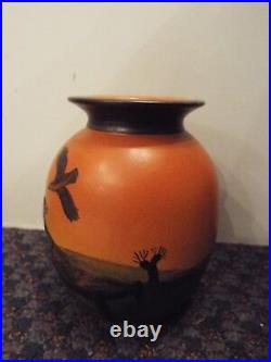 Vintage Danmark Denmark Danish Ipsen Art Studio Pottery Vase With Birds