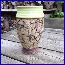 Vintage Dennis Coulden (1932-2015) Cracked Design Hand Built Studio Pottery Vase
