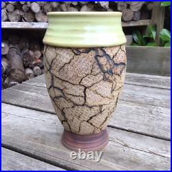 Vintage Dennis Coulden (1932-2015) Cracked Design Hand Built Studio Pottery Vase