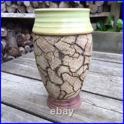 Vintage Dennis Coulden (1932-2015) Cracked Design Hand Built Studio Pottery Vase Vintage Dennis Coulden (1932-2015) Cracked Design Hand Built Studio Pottery Vase