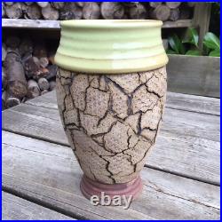 Vintage Dennis Coulden (1932-2015) Cracked Design Hand Built Studio Pottery Vase