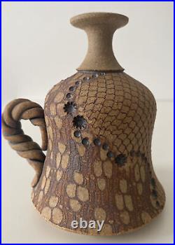 Vintage Don McWhorter Studio Pottery Stoneware Bud Vase With Handle Snakeskin Vintage Don McWhorter Studio Pottery Stoneware Bud Vase With Handle Snakeskin