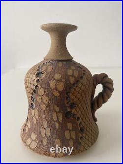 Vintage Don McWhorter Studio Pottery Stoneware Bud Vase With Handle Snakeskin Vintage Don McWhorter Studio Pottery Stoneware Bud Vase With Handle Snakeskin
