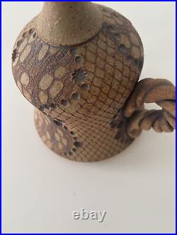 Vintage Don McWhorter Studio Pottery Stoneware Bud Vase With Handle Snakeskin Vintage Don McWhorter Studio Pottery Stoneware Bud Vase With Handle Snakeskin