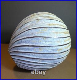 Vintage Emily Myers Studio Pottery Carved Ball Vase