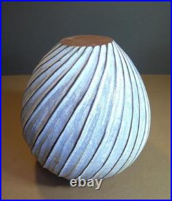 Vintage Emily Myers Studio Pottery Carved Ball Vase