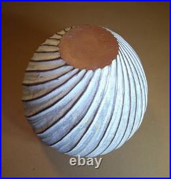 Vintage Emily Myers Studio Pottery Carved Ball Vase