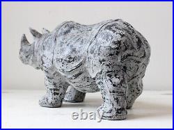 Vintage French Studio Pottery Rhino Sculpture