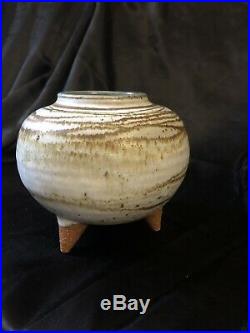 Vintage Hand Made Art Pottery Tripod Vase/Pot Signed Raymond Gallucci Home Decor