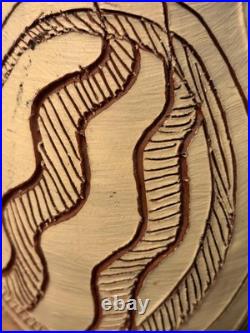 Vintage Handcrafted Terracotta Sgraffito Studio Pottery Vase With Carved Design