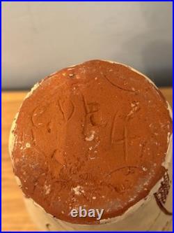 Vintage Handcrafted Terracotta Sgraffito Studio Pottery Vase With Carved Design