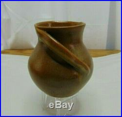 Vintage Handmade By Gordy Pottery W J Gordy Signed Handled Vase Cartersville GA