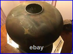 Vintage Huge Raku Tony Evans 10 T x 12D Pottery Vase Signed numbered # 731