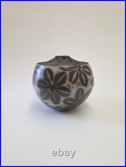 Vintage Jacqui Atkin Textured Studio Pottery Raku Resist Slip Vase Signed
