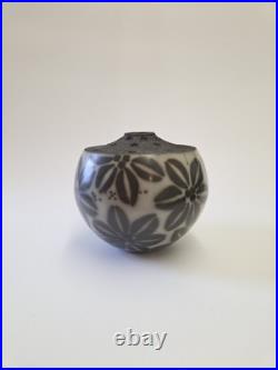 Vintage Jacqui Atkin Textured Studio Pottery Raku Resist Slip Vase Signed