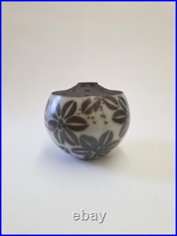 Vintage Jacqui Atkin Textured Studio Pottery Raku Resist Slip Vase Signed
