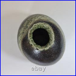 Vintage Japanese Studio Pottery Vase Incised Decoration 19cm High