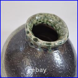 Vintage Japanese Studio Pottery Vase Incised Decoration 19cm High
