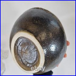 Vintage Japanese Studio Pottery Vase Incised Decoration 19cm High