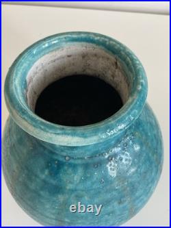 Vintage John Bedding Studio Pottery Turquoise Globe Vase Impressed JB Mark 9