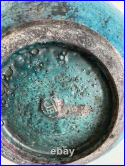 Vintage John Bedding Studio Pottery Turquoise Globe Vase Impressed JB Mark 9