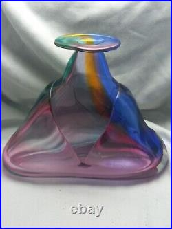 Vintage LARGE Adam Aaronson Turnmill Studio Glass Bottle Vase