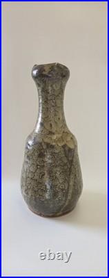 Vintage Large Artist Signed Studio Pottery Green And Brown Toned Vase