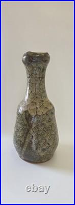 Vintage Large Artist Signed Studio Pottery Green And Brown Toned Vase