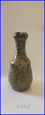 Vintage Large Artist Signed Studio Pottery Green And Brown Toned Vase