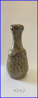 Vintage Large Artist Signed Studio Pottery Green And Brown Toned Vase
