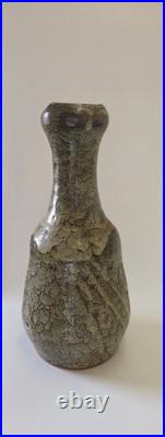Vintage Large Artist Signed Studio Pottery Green And Brown Toned Vase