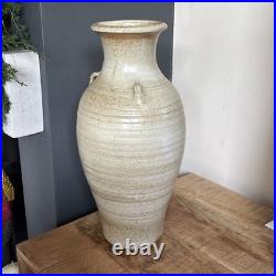 Vintage Large Eddie Hopkins Winchcombe Studio Pottery Lugged Vase 41cm Rustic