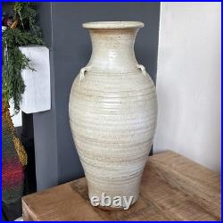 Vintage Large Eddie Hopkins Winchcombe Studio Pottery Lugged Vase 41cm Rustic