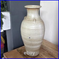 Vintage Large Eddie Hopkins Winchcombe Studio Pottery Lugged Vase 41cm Rustic