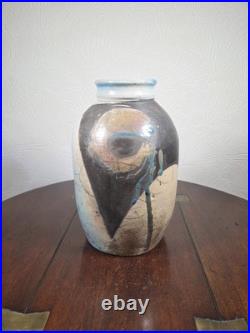Vintage Large Multicoloured Raku Studio Pottery Vase