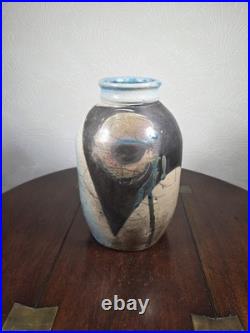 Vintage Large Multicoloured Raku Studio Pottery Vase