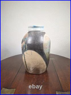 Vintage Large Multicoloured Raku Studio Pottery Vase